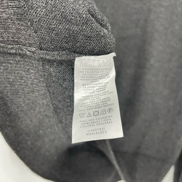 Loft Wool Ruffle Plaid Gray Sweater Size Medium - Picture 6 of 6